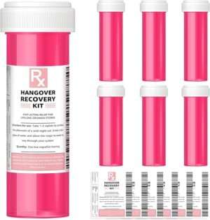 Bachelorette Party Favors, 6 Pack Hangover Kit Pink Pill Bottles, Perfect