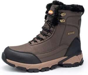 SHULOOK Men's Snow Boots Waterproof Warm Fur Lined Winter Hiking