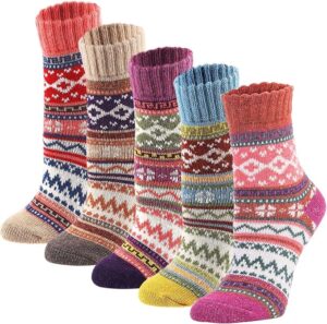 YZKKE 5Pack Womens Vintage Winter Soft Warm Thick Cold Knit Wool