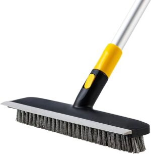 Yocada Floor Scrub Brush Telescopic Handle 2 in 1 Scrape Brush Stiff Bris