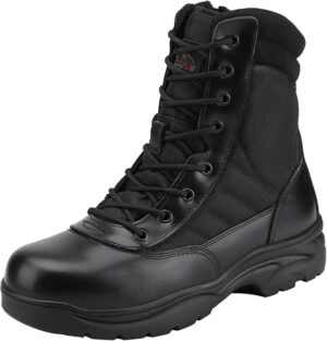 NORTIV 8 Men's Military Tactical Work Boots Side Zipper Leather Motorcycle Combat Boots Trooper(6-8 Inches