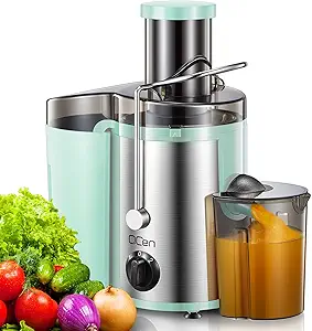QCen Juicer Machine, 500W Centrifugal Juicer Extractor with Wide Mout