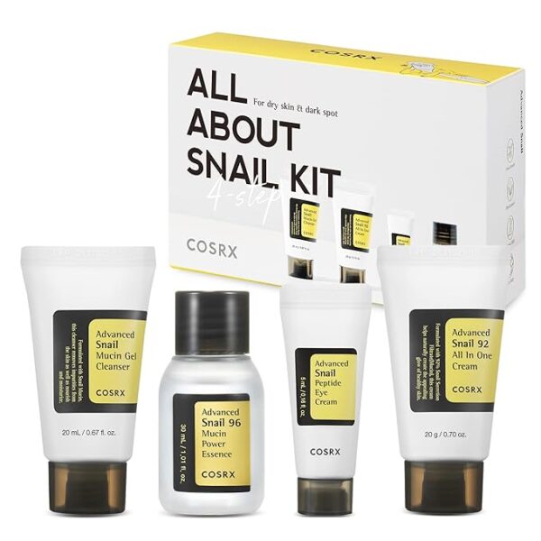 COSRX All About Snail Mucin Korean SkinCare Set, Mini Travel Essentials,
