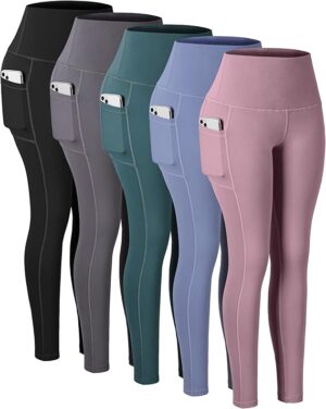 CHRLEISURE Leggings with Pockets for Women, High Waisted Tummy