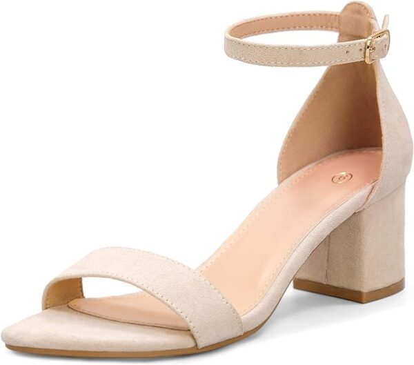 mysoft Women's Chunky Low Heels Open Toe Block Heeled Dress Ankle