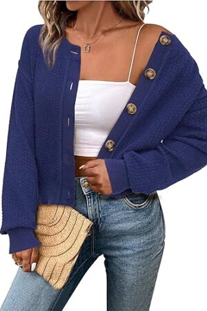 Arach&Cloz Womens Cropped Cardigan 2025 Spring Tops Ultra Soft