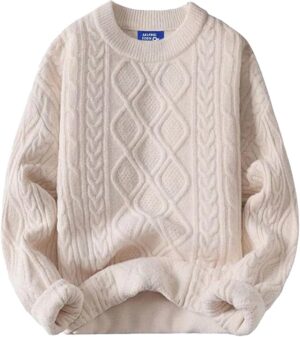 Knitted Sweater Long Sleeve Sweater Women Woven Crewneck Pullover