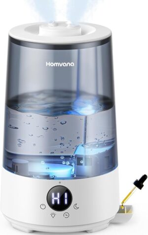 Homvana Humidifiers for Bedroom Home, 3.6 L Cool Mist Top-Fill 34H Super Long Time, Quiet