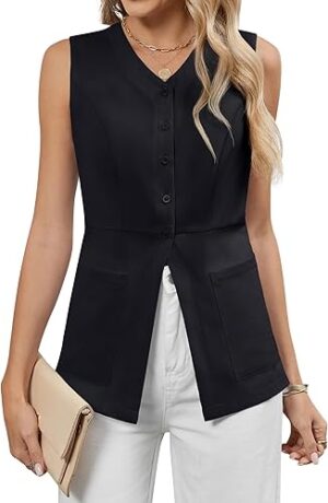 Blooming Jelly Womens Summer Tank Tops Button Down Sleeveless Vest