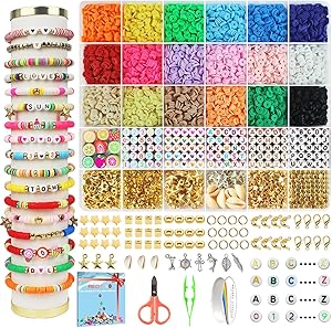 Redtwo 5100 Clay Beads Bracelet Making Kit, Flat Preppy Beads for Frien