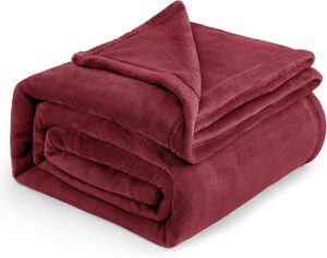 Bedsure Fleece Blankets King Size Burgundy - Bed Blanket Soft