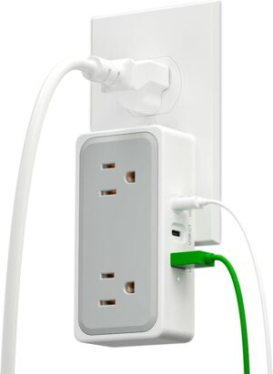 Surge Protector Outlet Splitter with USB Ports - Outlet Extender 2 Outlets and