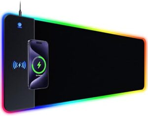 RGB Gaming Mouse Pad with 15W Wireless Charging, Extra Large LED