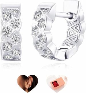 Moissanite Hoop Earrings, 925 Sterling Silver 18K Gold Plated, Hypoallergenic