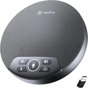 Conference Speaker and Microphone, 4 AI Mics 360° Voice Pickup, Plug &