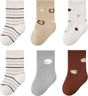 Belsmi Thick Baby Socks Kids Ankle Toddler Crew Socks with Grips Long