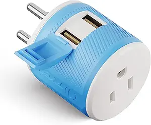 OREI Thailand Travel Plug Adapter with Dual USB - USA Input - Type O (