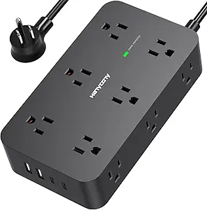 Power Strip Surge Protector with 12 Outlets 4 USB Ports(2 USB C),