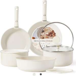 CAROTE 11pcs Pots and Pans Set, Nonstick Cookware Detachable/Removable Handle