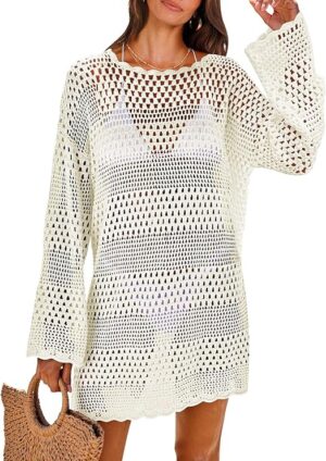ANRABESS Women Swimsuit Crochet Swim Cover Up 2025 Summer Bath