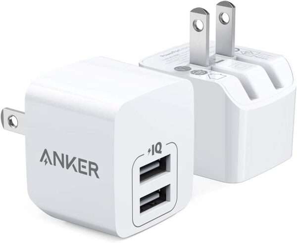 Anker 2-Pack Dual Port 12W USB C Charger Block with Foldable Plug, Charging Box Brick