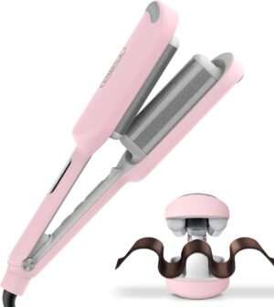 Curling Iron Hair Crimper Waver - TYMO ROVY Beach Waves Curling Wand, Dual Voltage