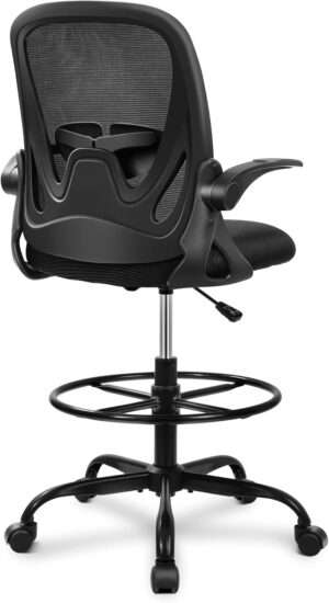 Primy Drafting Chair Tall Office Chair with Flip-up Armrests Executive Ergonomic Computer Standing