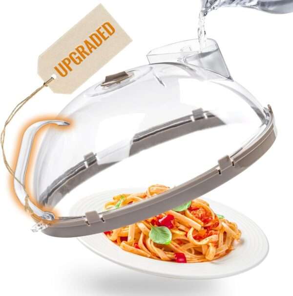 Microwave Splatter Cover for Food, Upgraded Microwave Cover with Water Steamer